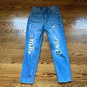 HIGH RISE RIPPED MOM JEAN WITH HOLES WILD FABLE TARGET